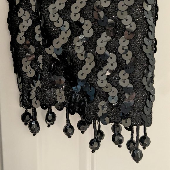 Full Length Black Sequined Gown by Degré, Size 7/8 - Picture 5 of 7